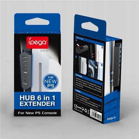 iPega P5S003 HUB Rozdzielacz USB 6w1 (1x USB-C, 5x USB) do konsoli Sony PlayStation 5 Slim