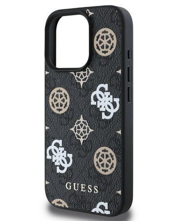 Guess PU 4G Peony MagSafe Case for iPhone 16 Pro Black/Czarne