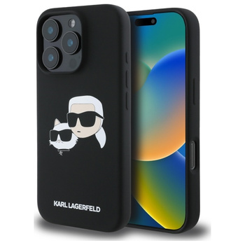 Karl Lagerfeld Liquid Silicone Double Heads MagSafe Case for iPhone 16 Pro Black