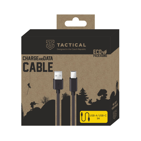 Kabel Tactical Smooth Thread USB-A do USB-C 1m Czarny