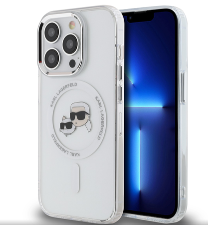 Etui Karl Lagerfeld Double Heads do iPhone 13 Pro Przezroczyste - KLHMP13LHLSKCH