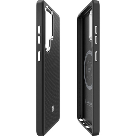 Etui magnetyczne Spigen Enzo Aramid do Galaxy S25 Ultra, czarno-srebrne