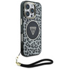 Etui Guess HC IML Leopard Triangle Cord Strap do iPhone 16 Pro MagSafe czarny