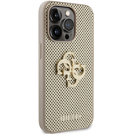 Guess GUHCP15LPSP4LGD iPhone 15 Pro 6.1" złoty Perforated 4G Glitter