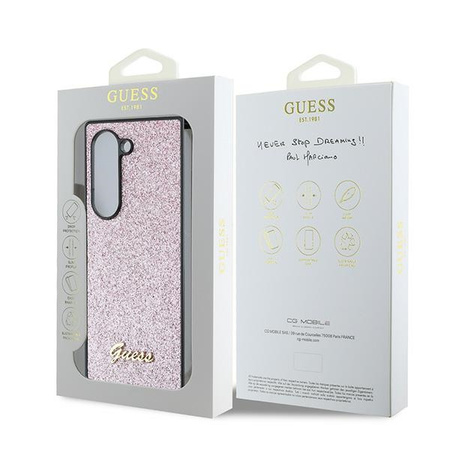 Guess PC/TPU Glitter Flakes Metal Logo Case for Samsung Galaxy Z Fold 6 Róż