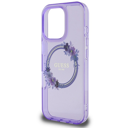 Etui Guess IML Flowers do iPhone 16 Pro Fioletowe - GUHMP16LHFWFCU