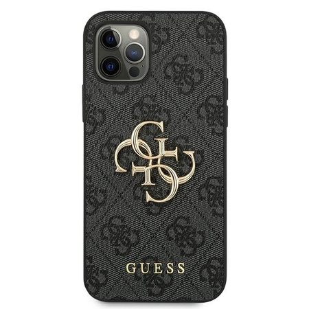 Guess PU 4G Metal Logo Case for iPhone 12 Pro Max Szare