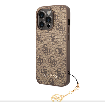 Guess 4G Charm Case for iPhone 14 Pro Tone on Tone Brązowe