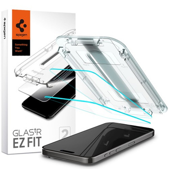 Szkło do etui + Aplikator Spigen Glas.tR EZ Fit 2-Pack do iPhone 15 Pro