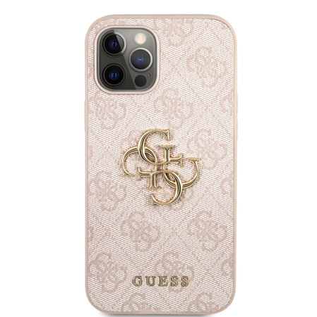 Guess PU 4G Metal Logo Case for iPhone 12 Pro Max Róż