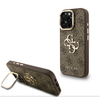 Guess PU 4G Metal Logo Stand Etui do iPhone 15 Pro brąz