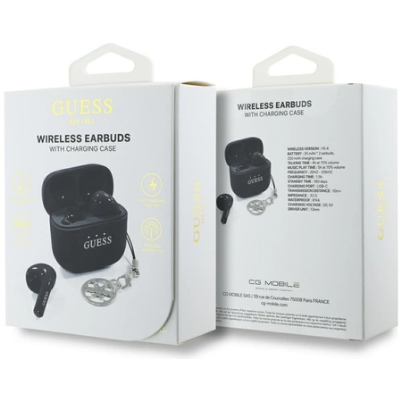 Słuchawki douszne GUESS Glossy Effect Printed Classic Logo & Charm Wodoodporne Czarny