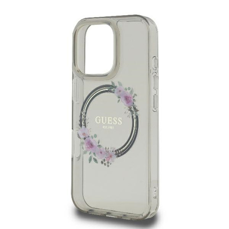 Etui Guess IML Flowers do iPhone 16 Pro Czarne - GUHMP16LHFWFCK