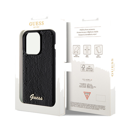 Etui Guess Sequin Script do iPhone 14 Pro Czarne - GUHCP14LPSFDGSK