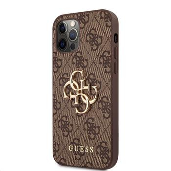 Guess PU 4G Metal Logo Case for iPhone 12/12 Pro Brązowe