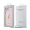 Guess PU Grained 4G Metal Logo Case for iPhone 16e Róż