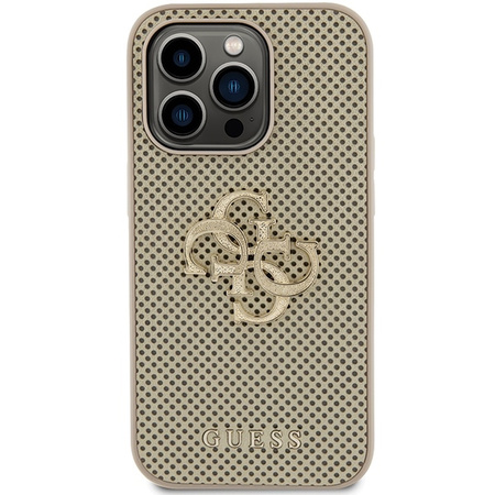 Guess GUHCP15LPSP4LGD iPhone 15 Pro 6.1" złoty Perforated 4G Glitter