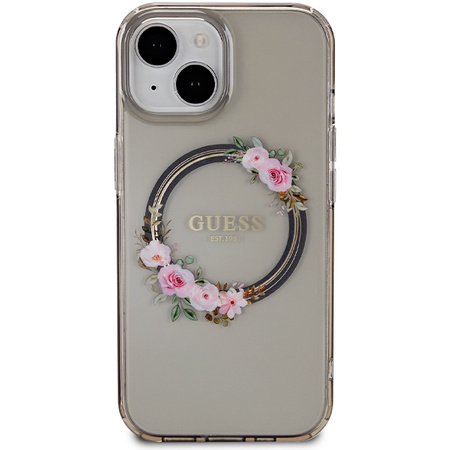 Etui Guess IML Flowers Wreatch do iPhone 15 Czarne - GUHMP15SHFWFCK