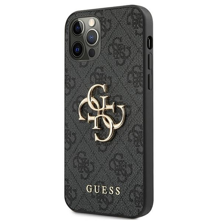 Guess PU 4G Metal Logo Case for iPhone 12 Pro Max Szare