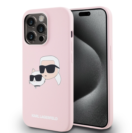 Karl Lagerfeld Liquid Silicone Double Heads MagSafe Case for iPhone 14 Pro Róż