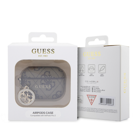 Guess 4G Script PC/PU Charm Case for AirPods Pro 2 Brązowe