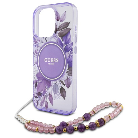Etui Guess IML Flowers do iPhone 16 Pro Max Fioletowe - GUHMP16XHFWBRCESU