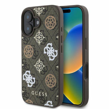 Guess GUHMP16SP4PWPW iPhone 16 6.1" brązowy/brown hardcase Peony On 4G Background MagSafe