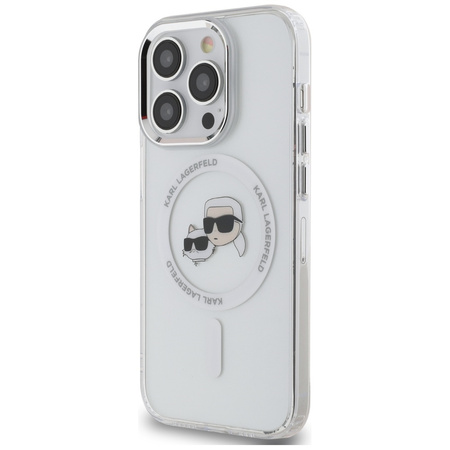 Etui Karl Lagerfeld Double Heads do iPhone 14 Pro Przezroczyste - KLHMP14LHLSKCH
