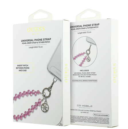 Uniwersalny pasek na nadgarstek Guess Crystals 4G Charm - Róż