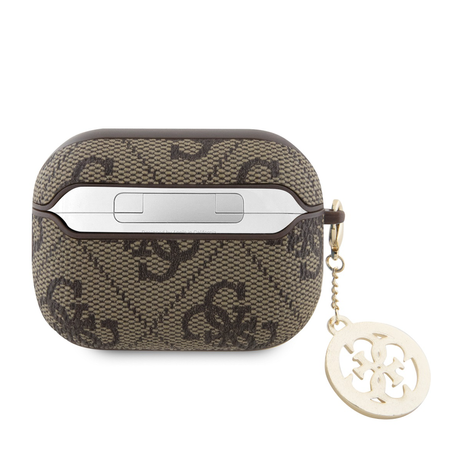 Skórzane etui Guess 4G Script PC/PU Charm do AirPods Pro 2 Brązowe - GUAP2P4E4CDW