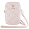 Guess Zip Quilted 4G - Torebka na telefon różowa