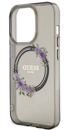 Etui Guess Flowers Ring do iPhone 13 Pro Czarne - GUHMP13LHFWFCK