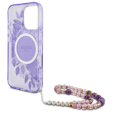 Etui Guess IML Flowers do iPhone 16 Pro Max Fioletowe - GUHMP16XHFWBRCESU