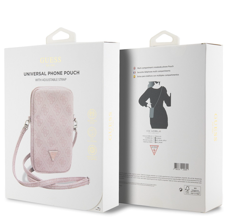 Guess PU 4G Triangle Logo Wallet Phone Bag Zipper RÓŻ