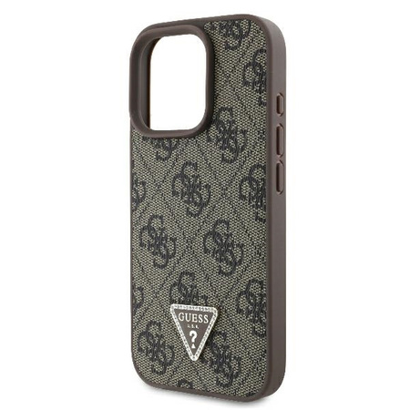 Guess GUHCP16LP4TDPW iPhone 16 Pro 6.3" brązowy/brown hardcase Leather 4G Triangle Strass