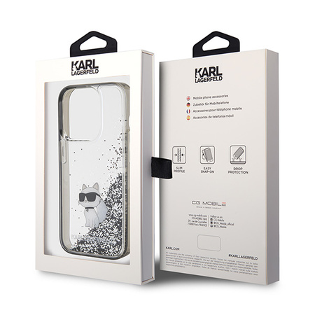 KARL LAGERFELD KLHCP13LLKCNSK IPHONE 13 PRO / 13 6.1" TRANSPARENT HARDCASE LIQUID GLITTER CHOUPETTE