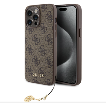 Guess 4G Charm Case for iPhone 15 Pro Max Tone on Tone Brązowe