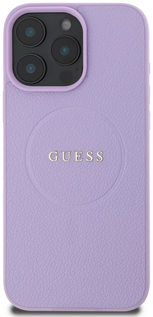 Guess PU Grained Classic Logo MagSafe etui do iPhone 16 Pro Max fioletowe
