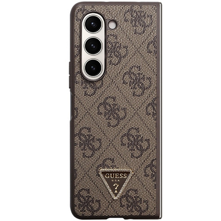 Etui Guess 4G Triangle Strass do Galaxy Z Fold 5 Brązowe - GUHCZFD5P4TDPW