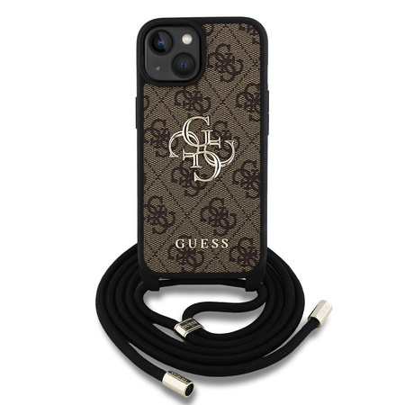 Etui Guess PU 4G Metal Logo Crossbody Strap do iPhone 15 Brązowe - GUHCP15SP4GMGCRW