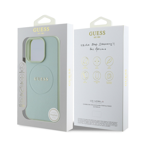 Guess PU Grained Classic Logo MagSafe Etui do iPhone 16 Pro Zielone