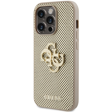 Guess GUHCP15LPSP4LGD iPhone 15 Pro 6.1" złoty Perforated 4G Glitter