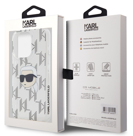 Etui Karl Lagerfeld Karl Head do iPhone 15 Pro Przezroczyste - KLHCP15LHKLPKHT