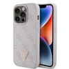 Guess PU 4G Strass Triangle Metal Logo Case for iPhone 15 Pro Róż