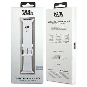 Karl Lagerfeld Karl Head NFT Watch Strap for Apple Watch 38/40/41 Białe