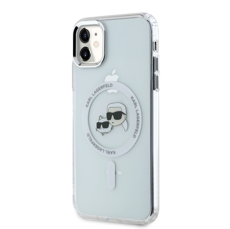 Karl Lagerfeld IML K&CH Heads Metal Frame MagSafe Case for iPhone 11 Transparent