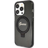 Guess GUHMP15XHRSGSK iPhone 15 Pro Max 6.7" czarny/black hardcase Ring Stand Script Glitter MagSafe