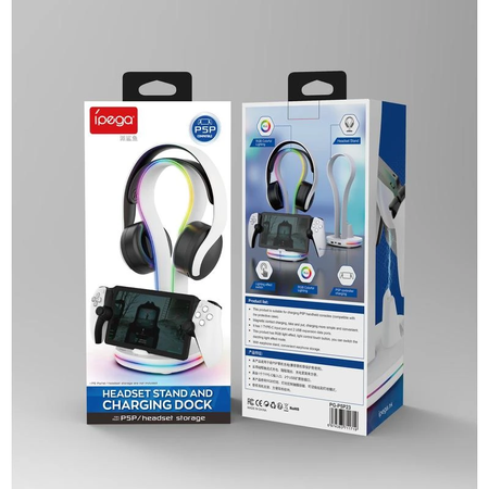 iPega PG-P5P23 Stacja ładująca RGB do Sony PlayStation Portal z wieszakiem na słuchawki