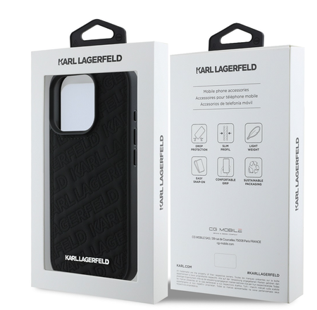 Karl Lagerfeld PU Quilted Pattern Case for iPhone 16 Pro Black/Czarne