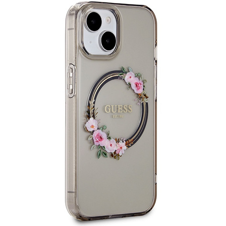 Etui Guess IML Flowers Wreatch do iPhone 15 Czarne - GUHMP15SHFWFCK